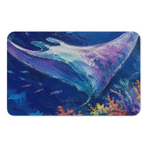 RKSupls Mouse Pad with Non-Slip Rubber Base, Manta Ray Coral Reef Painting Gaming Desk Mat for Keyboard and Mouse, Desk Protector Pad for Home Office Use