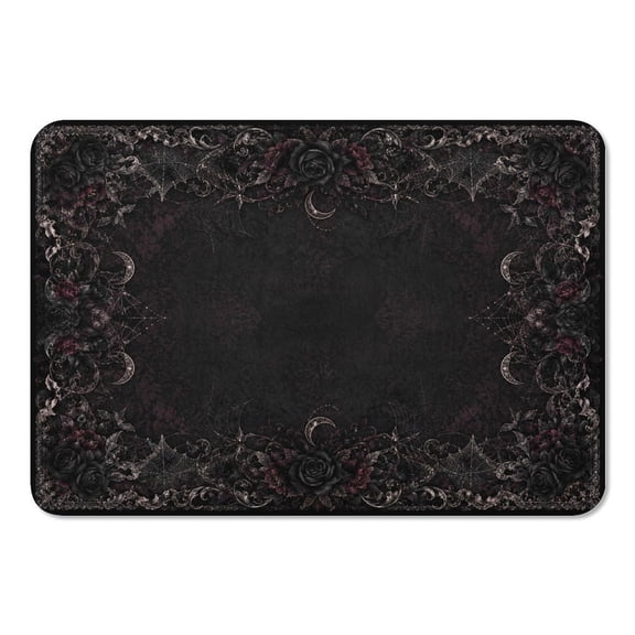 RKSupls Mouse Pad with Non-Slip Rubber Base, Midnight Gothic Rose Crescent Moon Gaming Desk Mat for Keyboard and Mouse, Desk Protector Pad for Home Office Use
