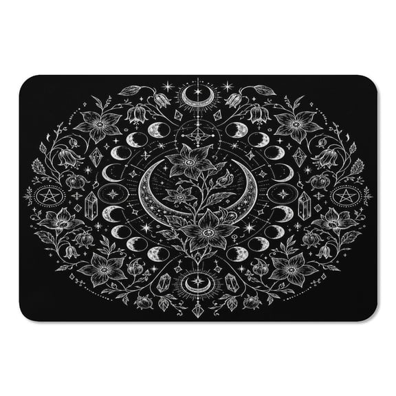 RKSupls Mouse Pad with Non-Slip Rubber Base, Moon Phases Floral Sketch Design Gaming Desk Mat for Keyboard and Mouse, Desk Protector Pad for Home Office Use