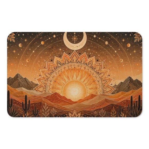 RKSupls Mouse Pad with Non-Slip Rubber Base, Mystic Desert Sun Moon Celestial Mandala Gaming Desk Mat for Keyboard and Mouse, Desk Protector Pad for Home Office Use