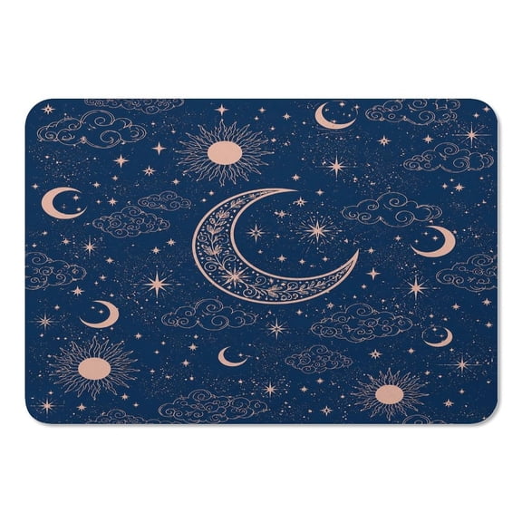 RKSupls Mouse Pad with Non-Slip Rubber Base, Navy Moon Sun Swirl Pattern Gaming Desk Mat for Keyboard and Mouse, Desk Protector Pad for Home Office Use