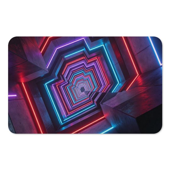 RKSupls Mouse Pad with Non-Slip Rubber Base, Neon Pentagon Infinity Corridor Gaming Desk Mat for Keyboard and Mouse, Desk Protector Pad for Home Office Use