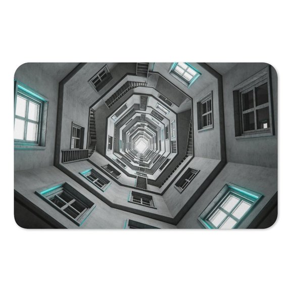 RKSupls Mouse Pad with Non-Slip Rubber Base, Octagon Concrete Stairwell Infinity Gaming Desk Mat for Keyboard and Mouse, Desk Protector Pad for Home Office Use