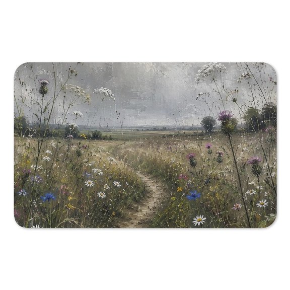 RKSupls Mouse Pad with Non-Slip Rubber Base, Oil Painted Meadow Path Flowers Gaming Desk Mat for Keyboard and Mouse, Desk Protector Pad for Home Office Use