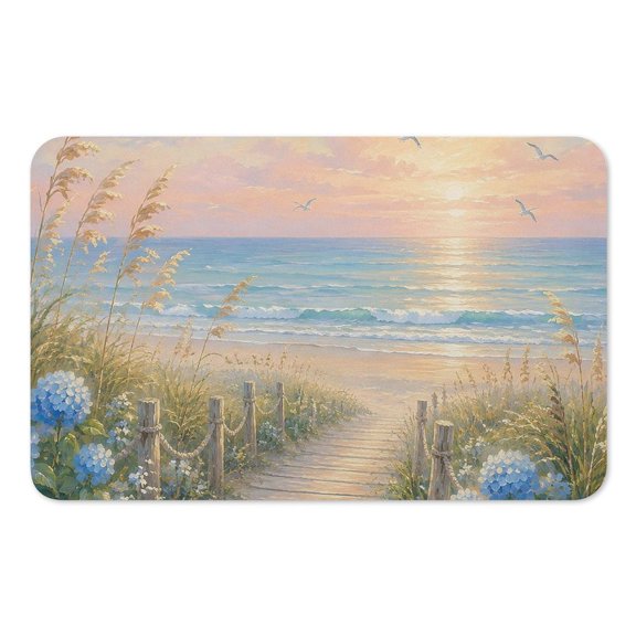 RKSupls Mouse Pad with Non-Slip Rubber Base, Oil Painting Beach Boardwalk Path Gaming Desk Mat for Keyboard and Mouse, Desk Protector Pad for Home Office Use