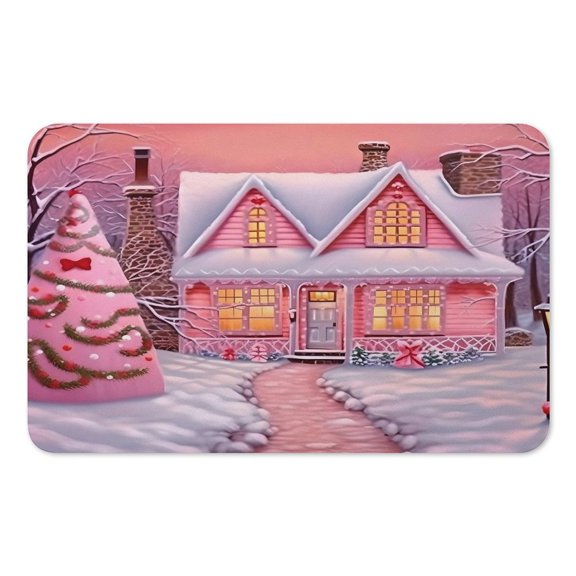 RKSupls Mouse Pad with Non-Slip Rubber Base, Pink House Decorated Tree Path Gaming Desk Mat for Keyboard and Mouse, Desk Protector Pad for Home Office Use