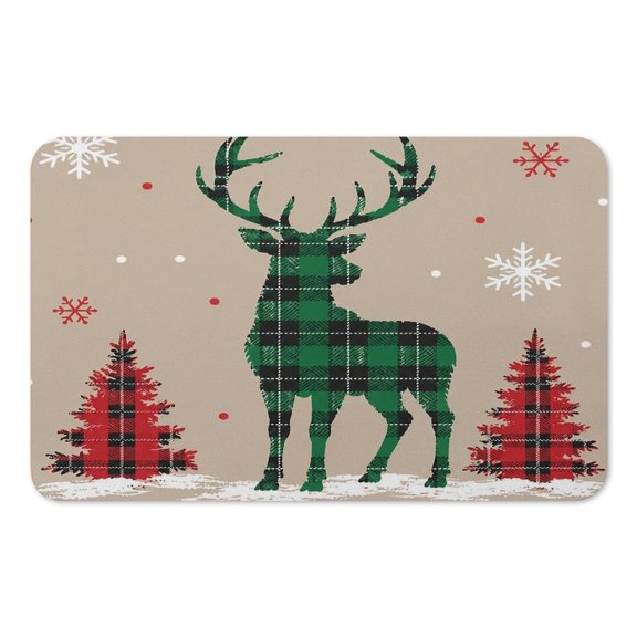 RKSupls Mouse Pad with Non-Slip Rubber Base, Plaid Reindeer Christmas Trees Snow Gaming Desk Mat for Keyboard and Mouse, Desk Protector Pad for Home Office Use
