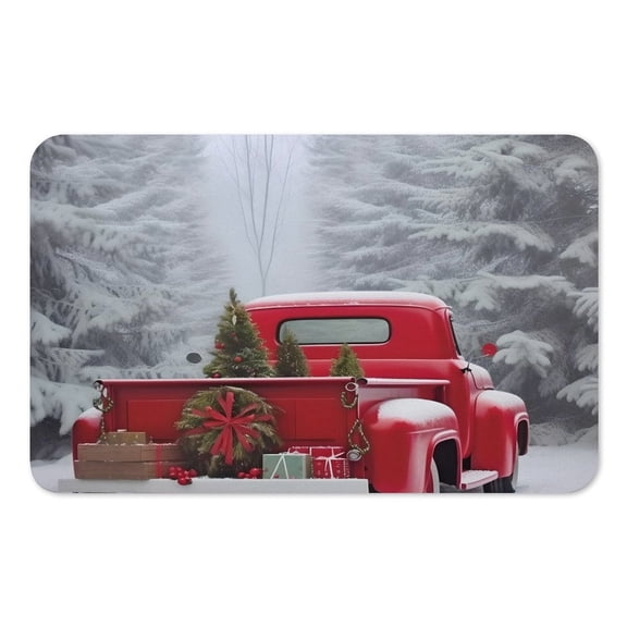RKSupls Mouse Pad with Non-Slip Rubber Base, Red Truck Forest Snow Gifts Gaming Desk Mat for Keyboard and Mouse, Desk Protector Pad for Home Office Use
