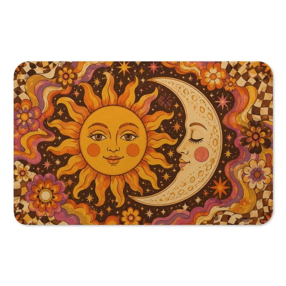 RKSupls Mouse Pad with Non-Slip Rubber Base, Retro Groovy Fun Sun Moon Celestial Gaming Desk Mat for Keyboard and Mouse, Desk Protector Pad for Home Office Use