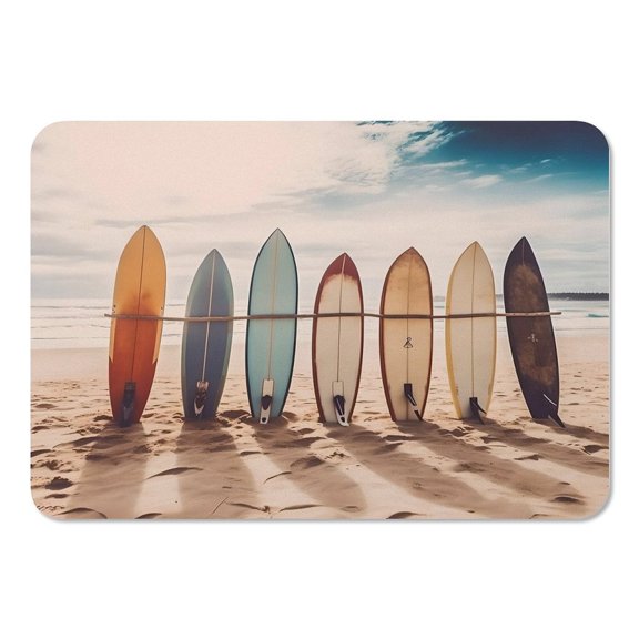 RKSupls Mouse Pad with Non-Slip Rubber Base, Retro Surfboards Sandy Beach Gaming Desk Mat for Keyboard and Mouse, Desk Protector Pad for Home Office Use