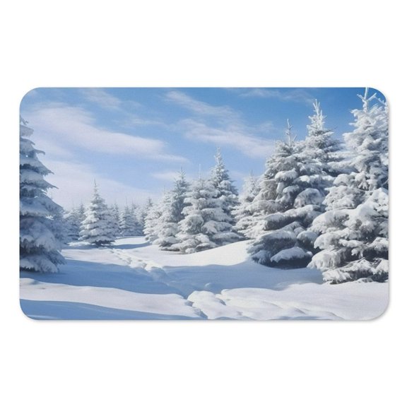 RKSupls Mouse Pad with Non-Slip Rubber Base, Snow Covered Pine Blue Sky Gaming Desk Mat for Keyboard and Mouse, Desk Protector Pad for Home Office Use