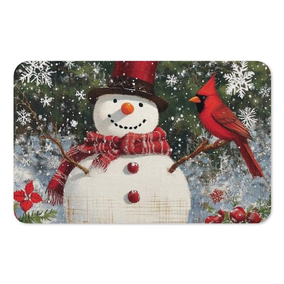RKSupls Mouse Pad with Non-Slip Rubber Base, Snowman Red Top Hat Cardinal Snow Gaming Desk Mat for Keyboard and Mouse, Desk Protector Pad for Home Office Use