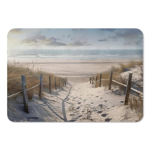 RKSupls Mouse Pad with Non-Slip Rubber Base, Snowy Beach Fence Path Winter Shore Gaming Desk Mat for Keyboard and Mouse, Desk Protector Pad for Home Office Use