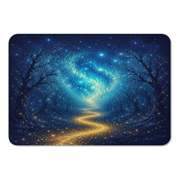 RKSupls Mouse Pad with Non-Slip Rubber Base, Starry Forest Path Fantasy Gaming Desk Mat for Keyboard and Mouse, Desk Protector Pad for Home Office Use