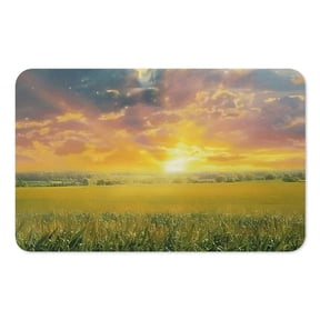RKSupls Mouse Pad with Non-Slip Rubber Base, Sunbeam Grass Field Sunset Gaming Desk Mat for Keyboard and Mouse, Desk Protector Pad for Home Office Use