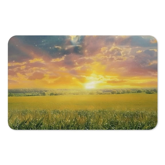 RKSupls Mouse Pad with Non-Slip Rubber Base, Sunbeam Grass Field Sunset Gaming Desk Mat for Keyboard and Mouse, Desk Protector Pad for Home Office Use