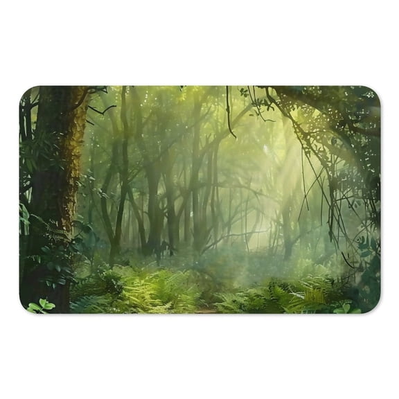 RKSupls Mouse Pad with Non-Slip Rubber Base, Tropical Forest Light Path Gaming Desk Mat for Keyboard and Mouse, Desk Protector Pad for Home Office Use