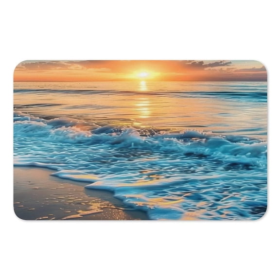 RKSupls Mouse Pad with Non-Slip Rubber Base, Turquoise Ocean Waves Sunset Gaming Desk Mat for Keyboard and Mouse, Desk Protector Pad for Home Office Use