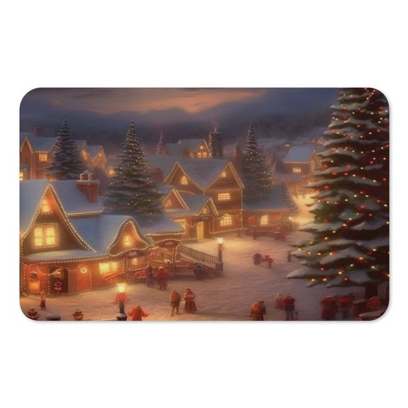 RKSupls Mouse Pad with Non-Slip Rubber Base, Twilight Village Lights Tree Snow Gaming Desk Mat for Keyboard and Mouse, Desk Protector Pad for Home Office Use