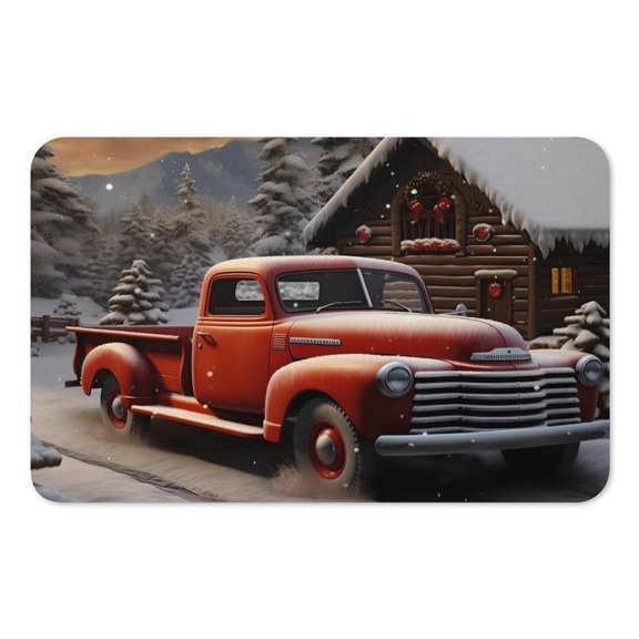 RKSupls Mouse Pad with Non-Slip Rubber Base, Vintage Truck Cabin Snow Mountain Gaming Desk Mat for Keyboard and Mouse, Desk Protector Pad for Home Office Use
