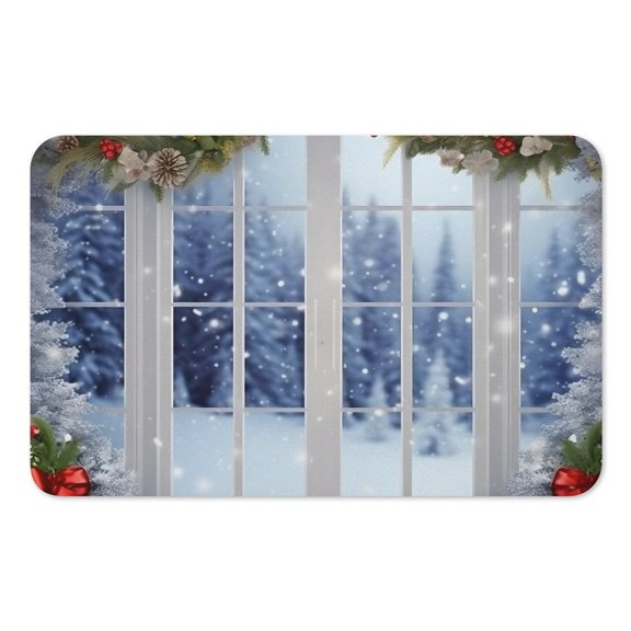 RKSupls Mouse Pad with Non-Slip Rubber Base, Window Wreath Snow Frost View Gaming Desk Mat for Keyboard and Mouse, Desk Protector Pad for Home Office Use