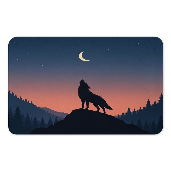 RKSupls Mouse Pad with Non-Slip Rubber Base, Wolf Howling Moon Silhouette Gaming Desk Mat for Keyboard and Mouse, Desk Protector Pad for Home Office Use