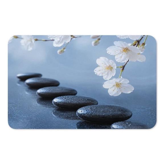 RKSupls Mouse Pad with Non-Slip Rubber Base, Zen Cherry Blossom Stone Path Spa Gaming Desk Mat for Keyboard and Mouse, Desk Protector Pad for Home Office Use