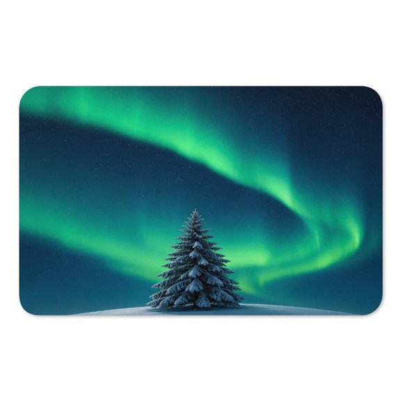 RKSupls Mouse Pad with Non-Slip Rubber Base, Aurora Sky Lone Snow Pine Gaming Desk Mat for Keyboard and Mouse, Desk Protector Pad for Home Office Use