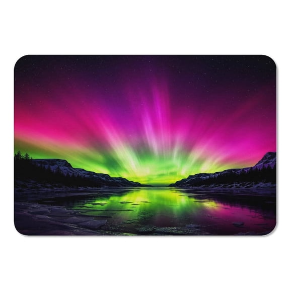 RKSupls Mouse Pad with Non-Slip Rubber Base, Aurora Valley Ice River Gaming Desk Mat for Keyboard and Mouse, Desk Protector Pad for Home Office Use
