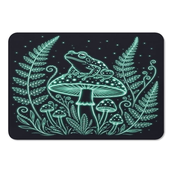 RKSupls Mouse Pad with Non-Slip Rubber Base, Frog Mushroom Night Glow Gaming Desk Mat for Keyboard and Mouse, Desk Protector Pad for Home Office Use