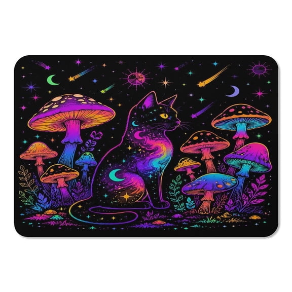RKSupls Mouse Pad with Non-Slip Rubber Base, Galaxy Cat Mushroom Dream Gaming Desk Mat for Keyboard and Mouse, Desk Protector Pad for Home Office Use