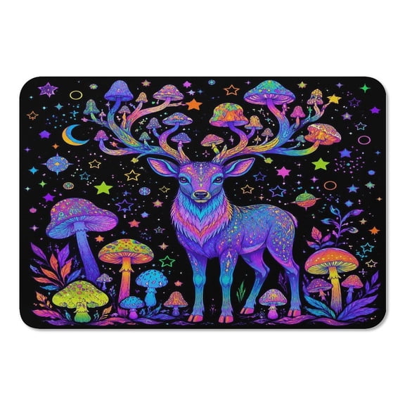 RKSupls Mouse Pad with Non-Slip Rubber Base, Mushroom Antler Deer Gaming Desk Mat for Keyboard and Mouse, Desk Protector Pad for Home Office Use