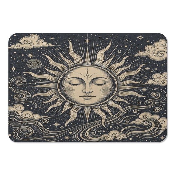 RKSupls Mouse Pad with Non-Slip Rubber Base, Mystical Sun Moon Art Gaming Desk Mat for Keyboard and Mouse, Desk Protector Pad for Home Office Use