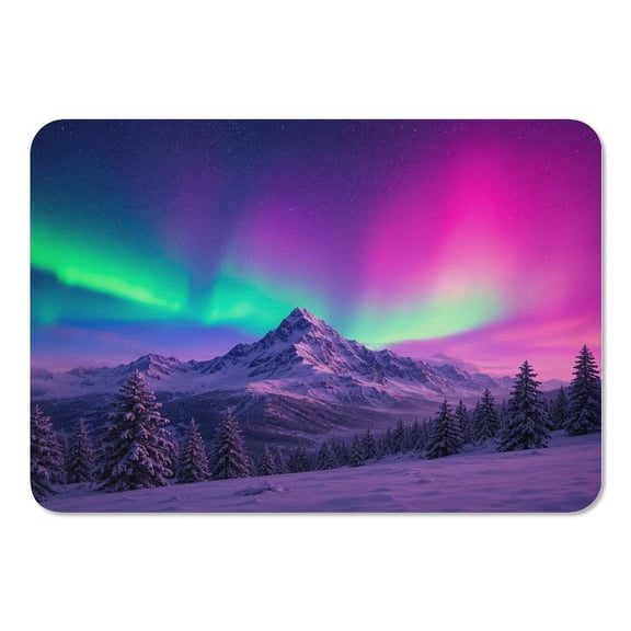 RKSupls Mouse Pad with Non-Slip Rubber Base, Pink Aurora Mountain Snow Gaming Desk Mat for Keyboard and Mouse, Desk Protector Pad for Home Office Use