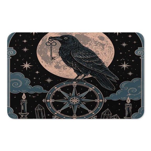 RKSupls Mouse Pad with Non-Slip Rubber Base, Raven Key Moon Gothic Gaming Desk Mat for Keyboard and Mouse, Desk Protector Pad for Home Office Use