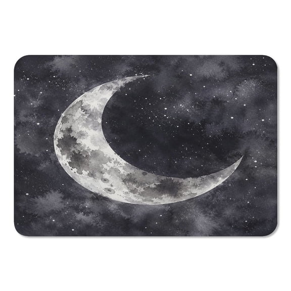 RKSupls Mouse Pad with Non-Slip Rubber Base, Silver Moon With Stars Gaming Desk Mat for Keyboard and Mouse, Desk Protector Pad for Home Office Use