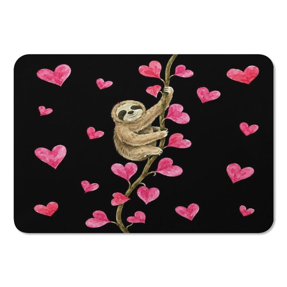 RKSupls Mouse Pad with Non-Slip Rubber Base, Sloth Climbing Heart Vine Gaming Desk Mat for Keyboard and Mouse, Desk Protector Pad for Home Office Use