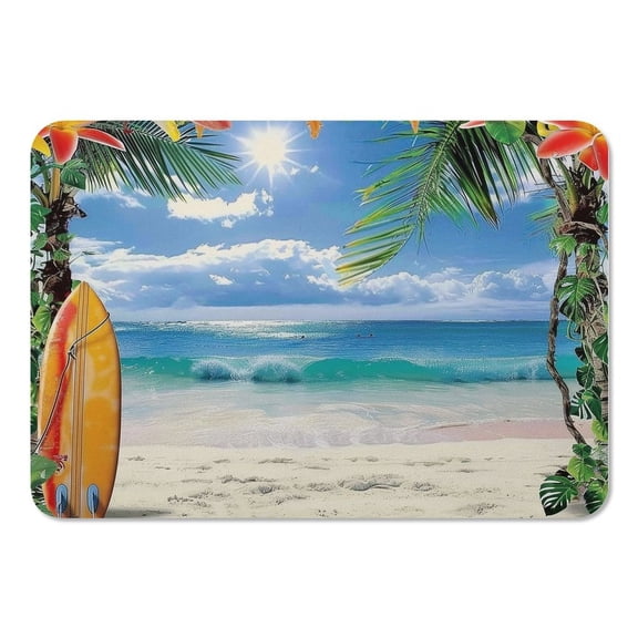 RKSupls Mouse Pad with Non-Slip Rubber Base, Surfboard Beach Tropical Gaming Desk Mat for Keyboard and Mouse, Desk Protector Pad for Home Office Use