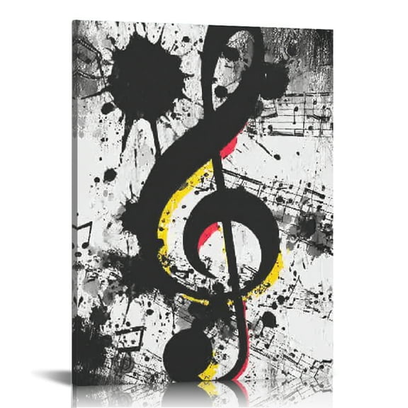 RKSupls Music Symbol Canvas Wall Art, Canvas Prints Wall Art for Living Room Bedroom Entryway Office, Art Print Painting for New Year Home Decorations,12x16in