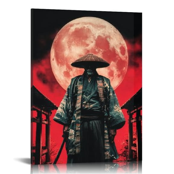 RKSupls Mysterious Samurai Canvas Wall Art, Canvas Prints Wall Art for Living Room Bedroom Entryway Office, Art Print Painting for Valentine's Day Home Decorations,12x16in