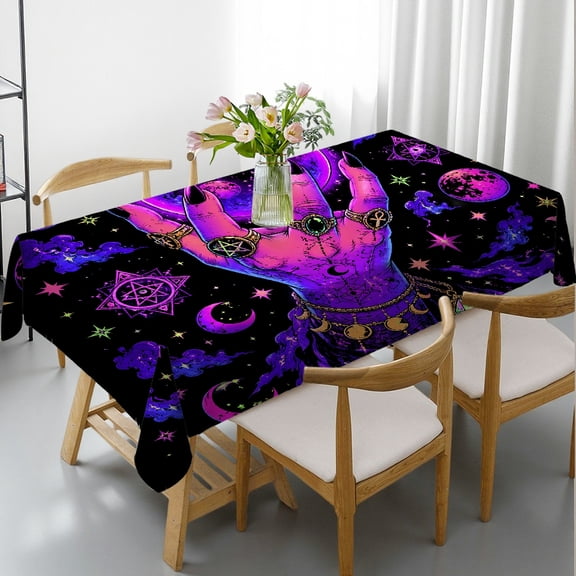RKSupls Mystic Crystal Ball Hand Rectangle Tablecloth, Polyester Tablecloths - Holiday Party Tablecloth Rectangle Tablecloth, Ideal for Kitchen Picnic Party