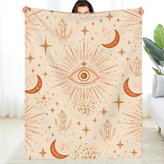 RKSupls Mystic Eye Pattern Decorative Blanket, Machine Washable All-Season Comfort Fuzzy Bedding for the Couch, Soft Throw for Couch, Travel, Camping