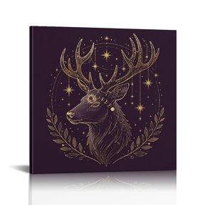 RKSupls Mystic Stag Under Starry Crown Bathroom Wall Art, Wall Art Canvas Print, Ready to Hang Bathroom Bedroom Kitchen Dining room Wall Decor Prints