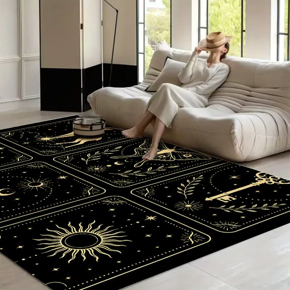 RKSupls Mystical Cards Grid  Soft Fluffy Velvet Area Rug   for Living Room Bedroom, Non-Slip Washable Carpet, Modern Minimalist Home Decor Floor Mat