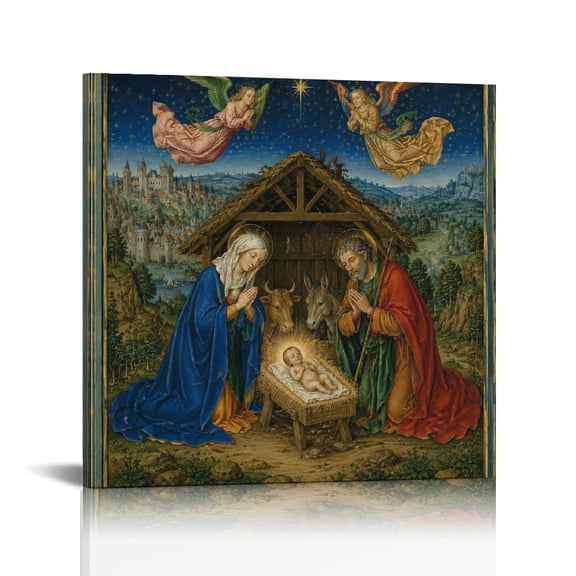 RKSupls Nativity with Angels and Star  Ready to Hang,  Modern Wall Decor,  Bathroom Wall Art Bathroom Bedroom Kitchen Dining Room Hallway Wall Decor Prints
