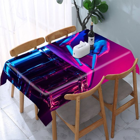 RKSupls Neon Drumsticks Snare Performance Rectangle Dining Tablecloth, Washable Wipeable Stain & Wrinkle Resistant Polyester Tablecloth for Kitchen Picnic Party