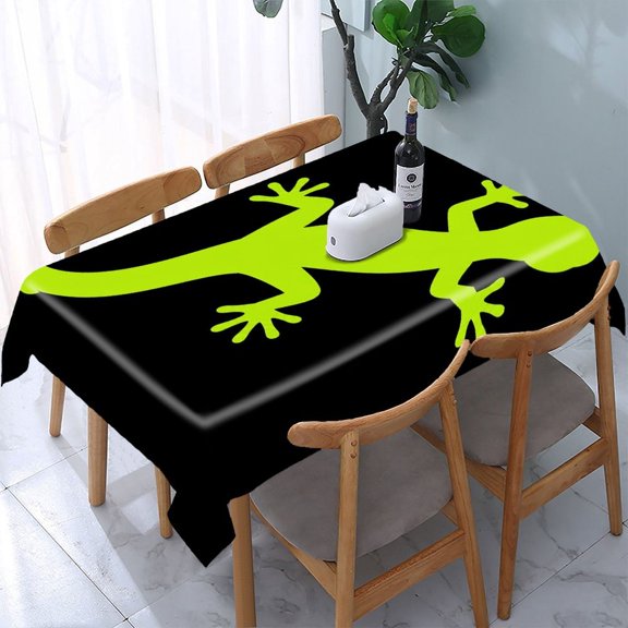 RKSupls Neon Gecko Silhouette Rectangle Dining Tablecloth, Washable Wipeable Stain & Wrinkle Resistant Polyester Tablecloth for Kitchen Picnic Party