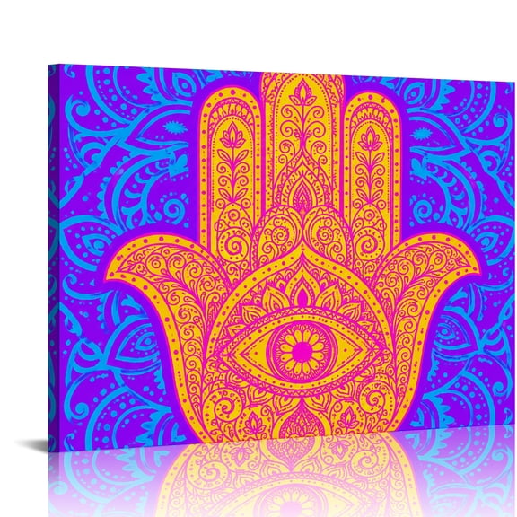 RKSupls Neon Hamsa Hand Modern Wall Decor, Bathroom Wall Art, Ready to Hang Bathroom Bedroom Kitchen Hallway Wall Decor Prints