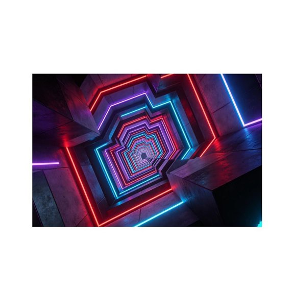 RKSupls Neon Pentagon Infinity Corridor Linen Placemats 30x45cm Straight Edge Stain Resistant Washable Non-Slip Table Mats Table for Kitchen Dining Room Home