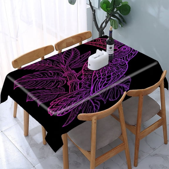 RKSupls Neon Toucan Tropical Rectangle Dining Tablecloth, Washable Wipeable Stain & Wrinkle Resistant Polyester Tablecloth for Kitchen Picnic Party